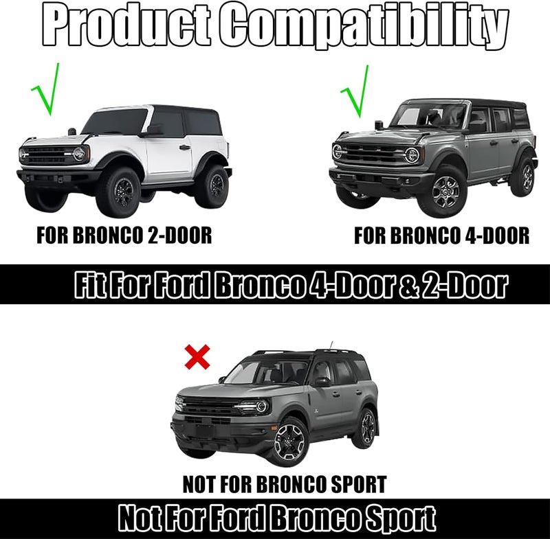 Gear Up Hood Deflector Hood Protector Compatible with Ford Bronco 2/4 2024 2023 2022 2021 Matte Carbon Fiber Hood Protector Bug Deflector Stone Guard(Not for Bronco Sports) - Image 2